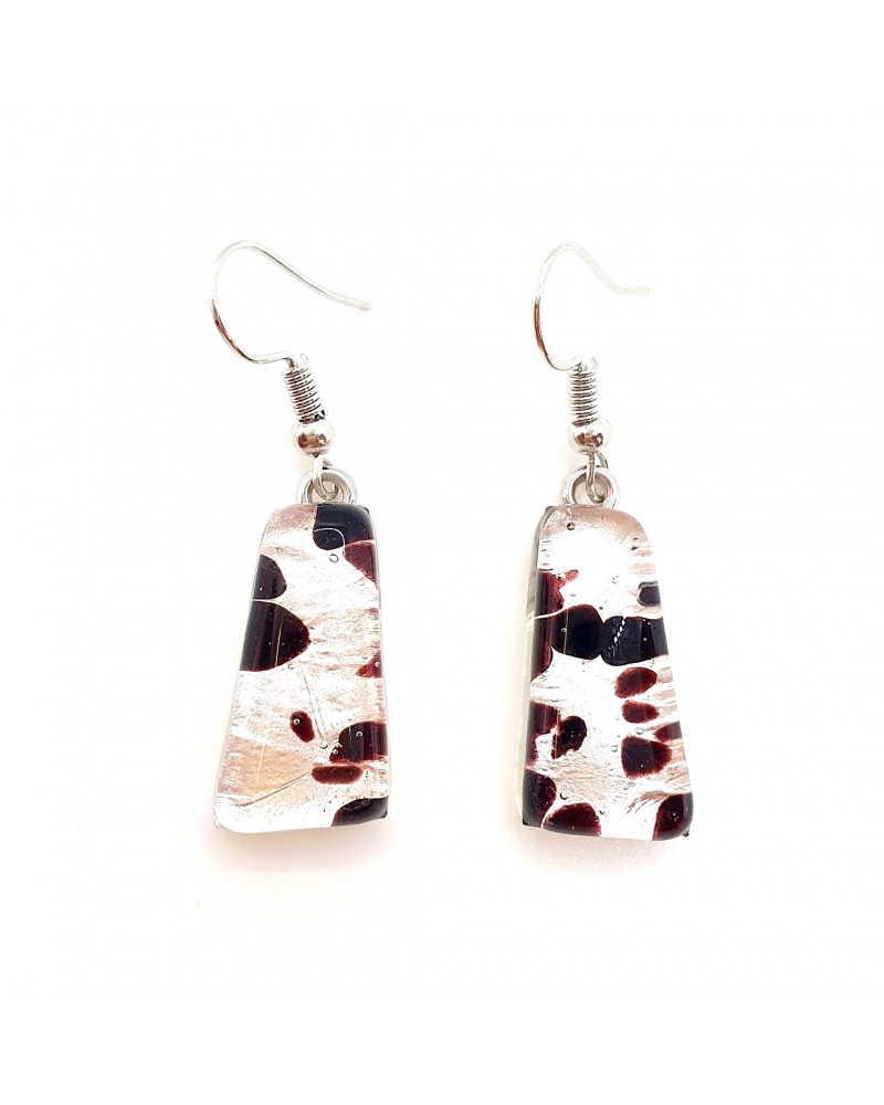 boucles d'oreilles trapèze verre Murano noir bijoux fantaisies