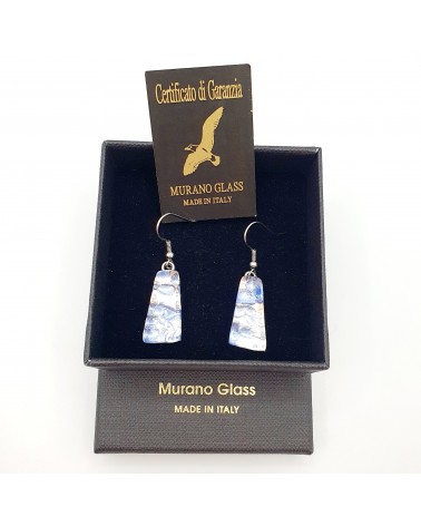 Boucles d'oreilles trapèze en verre de Murano mauve bijoux fantaisies artisans italiens