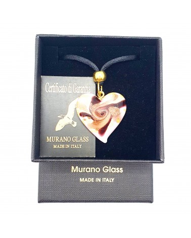 Pendentif Murano Cœur rose bijoux fait à la main