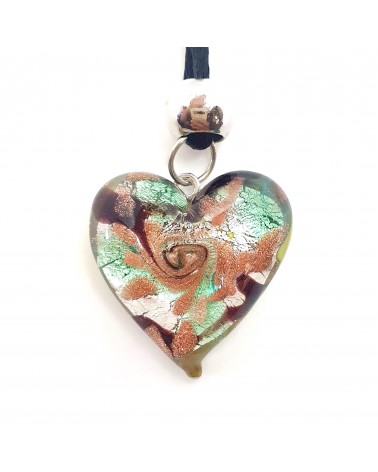 Pendentif cœur vortex en verre de Murano bijoux fantaisies fait à la main
