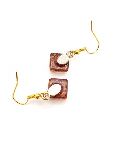 Boucles d'oreilles carré en verre de Murano bijoux fantaisies fait à la main