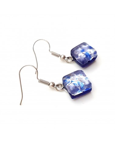 Boucles d'oreilles carré en verre de Murano bijoux fantaisies fait à la main