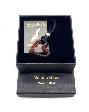 Pendentif cœur rouge en verre de Murano bijoux fantaisies fait à la main