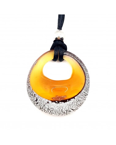 Grand pendentif Océan en verre de Murano ambre bijoux fantaisies made in Italie