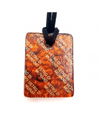 Pendentif rectangle en verre de Murano marron bijoux fantaisies artisans italiens