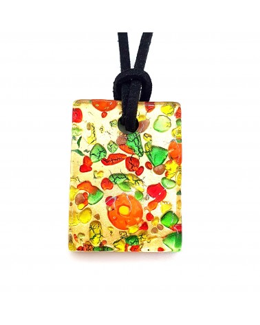 Pendentif rectangle en verre de Murano bijoux fantaisies artisans italiens