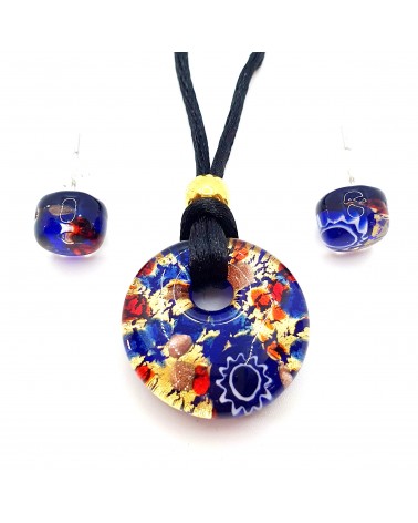 Petite parure ronde verre de Murano multicolore bijoux
