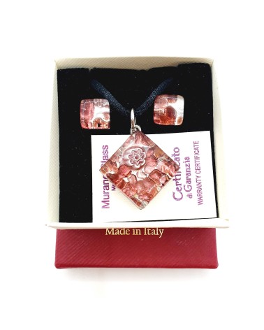 Petite parure carré en verre de Murano  bijoux fantaisies artisans italiens
