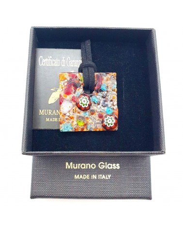 Pendentif relief carré en verre de Murano bijoux Murano