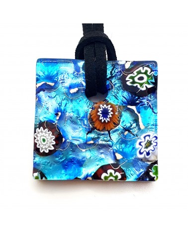 Pendentif relief carré en verre de Murano bijoux Murano