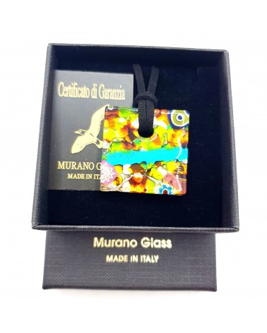 Pendentif carré en verre de Murano bijoux fantaisies artisans italiens