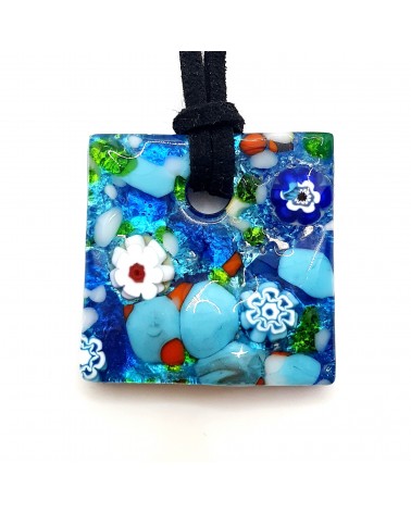 Pendentif carré en verre de Murano bijoux fantaisies artisans italiens