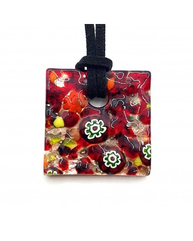 Pendentif carré relief en verre de Murano bijoux fantaisies artisans italiens