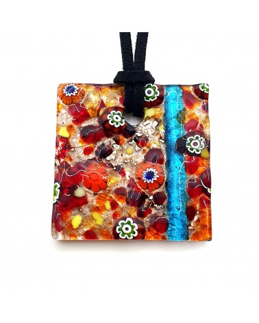 Pendentif carré en verre de Murano bijoux fantaisies artisans italiens