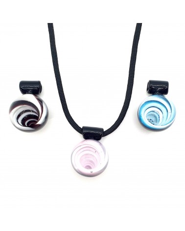 Pendentif balle vortex en verre de Murano rose bijoux fantaisies fait à la main