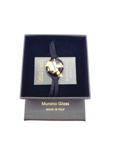 Bracelet en cuir et verre de Murano  bijoux fantaisies bijoux Murano