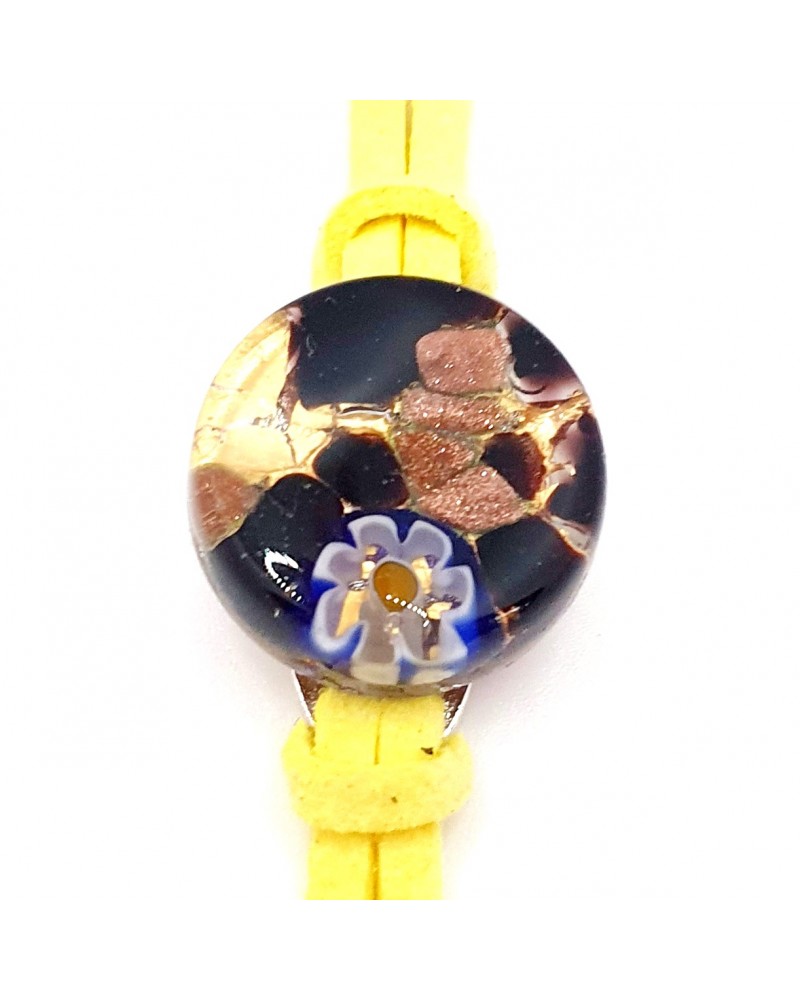 Bracelet en cuir verre de Murano rond certifiés authentiques fait à la main Made in Italie bijoux Murano