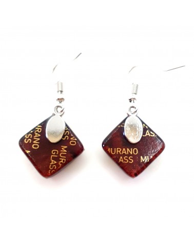 Grandes boucles d'oreilles carré en verre de Murano bijoux fantaisies fait à la main