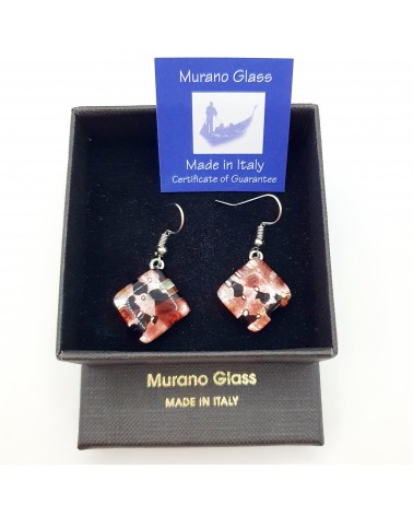 Grandes boucles d'oreilles carré en verre de Murano bijoux fantaisies fait à la main