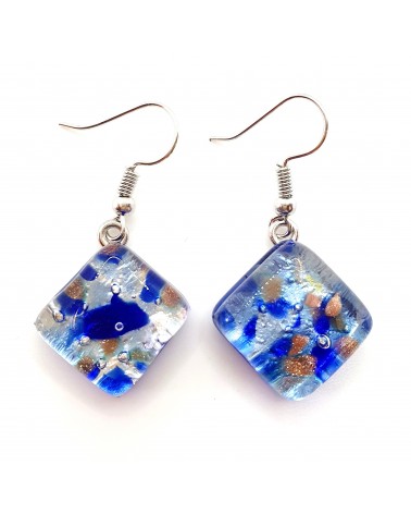 Grandes boucles d'oreilles carré en verre de Murano bijoux fantaisies fait à la main