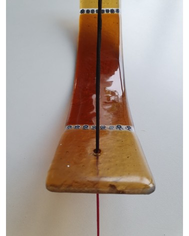 Porte encens horizontal en verre de Murano marron objets fait à la main