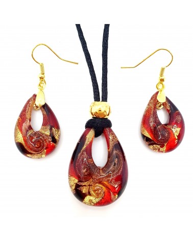 Petite parure goutte en verre de Murano bijoux fantaisies fait à la main Bijoux Murano