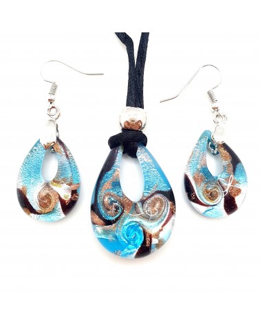 Petite parure goutte en verre de Murano bijoux fantaisies fait à la main Bijoux Murano