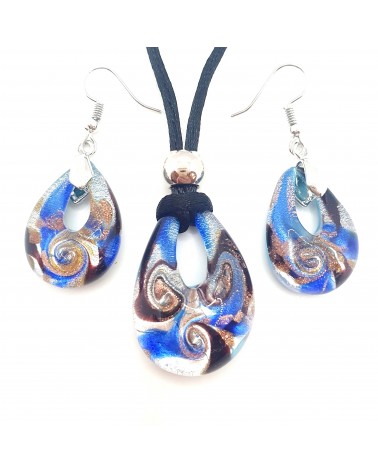 Petite parure goutte en verre de Murano bijoux fantaisies fait à la main Bijoux Murano
