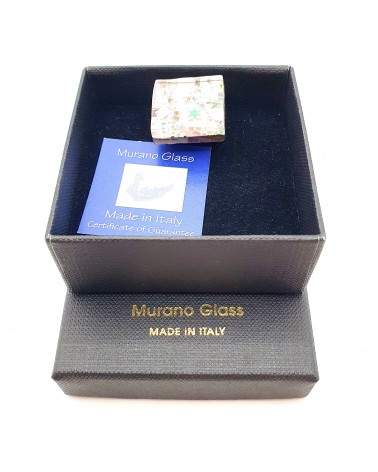 Bague carré en verre de Murano et murrine bijoux fantaisies artisans italiens