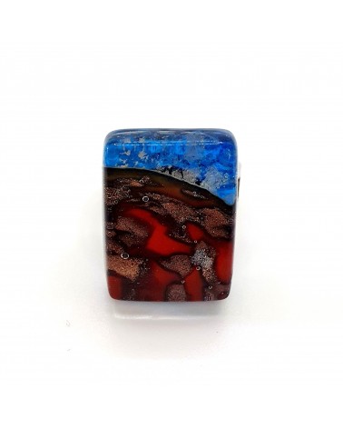 Bague rectangle en verre de Murano et murrine bijoux fantaisies artisans italiens