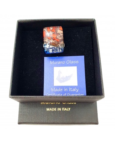 Bague rectangle en verre de Murano et murrine bijoux fantaisies artisans italiens