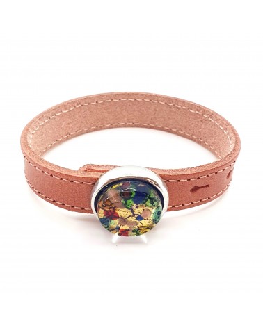 Bracelet en cuir et motif en verre de Murano bijoux Murano made in Italie