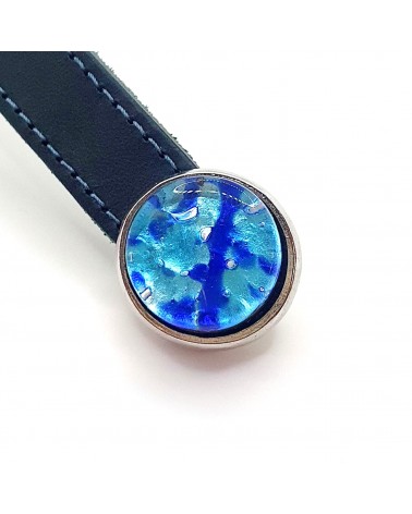 Bracelet en cuir et motif en verre de Murano bijoux Murano made in Italie
