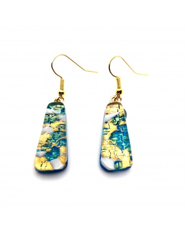 Boucles d'oreilles trapèze en verre de Murano turquoise made in Italie bijoux Murano