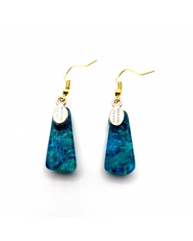 Boucles d'oreilles trapèze en verre de Murano turquoise made in Italie bijoux Murano