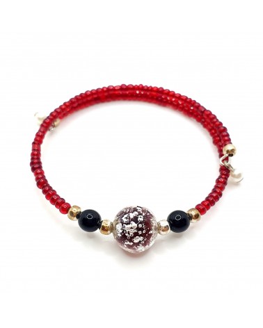 Bracelet Harmonie en verre de Murano rouge et noir made in italy bijoux fantaisie