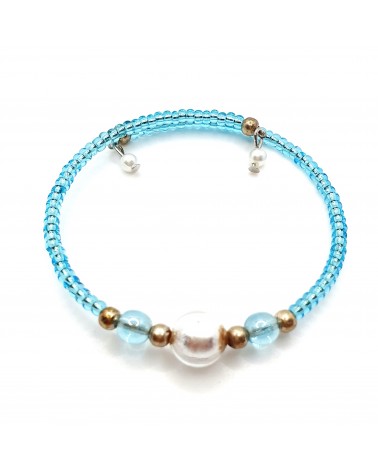 Bracelet Harmonie en verre de Murano bleu et blanc bijoux fantaisies