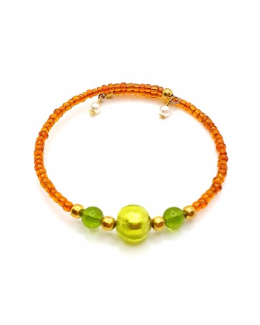 Bracelet Harmonie en verre de Murano orange créateurs italiens
