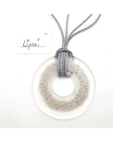 Pendentif Cercle en Verre et sable bijoux fantaisies