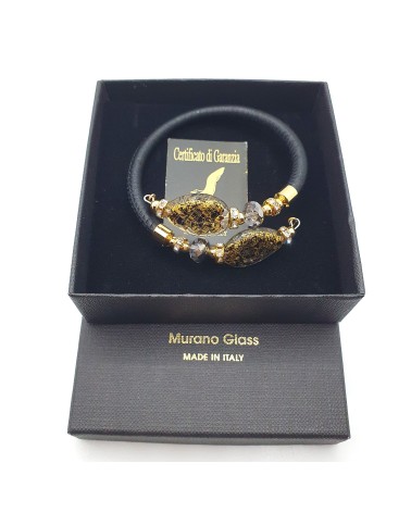 Bracelet Ginger simple en cuir et verre de Murano bijoux fantaisies créateurs italiens