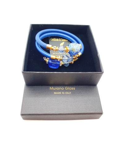 bracelet black Rugiada en cuir noir et perles en verre de Murano bijoux fantaisies créateurs italiens