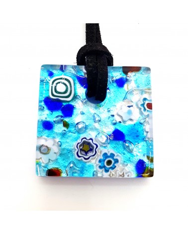 Pendentif carré en verre de Murano bijoux fantaisies artisans italiens