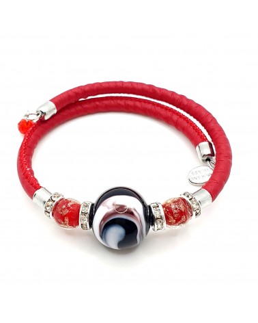 Bracelet Prestige en cuir et verre de Murano bijoux fantaisie