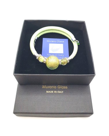 Bracelet Prestige en cuir et verre de Murano bijoux fait à la main