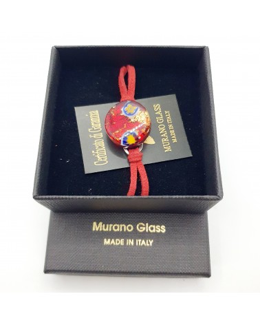 Bracelet en cuir verre de Murano bleu fait à la main Made in Italie