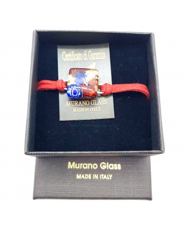 bracelet carré en cuir et verre de Murano bijoux italiens Bijoux Murano