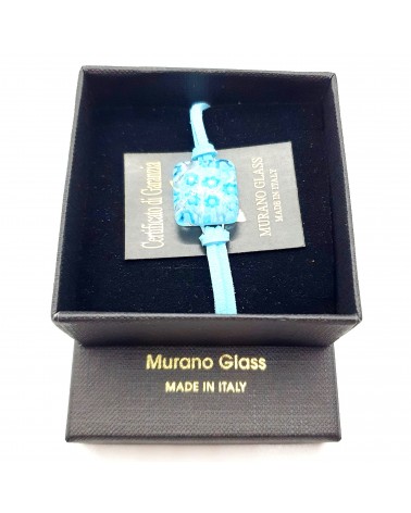 Bracelet en cuir et verre de Murano bijoux fantaisies fait à la main Bijoux Murano