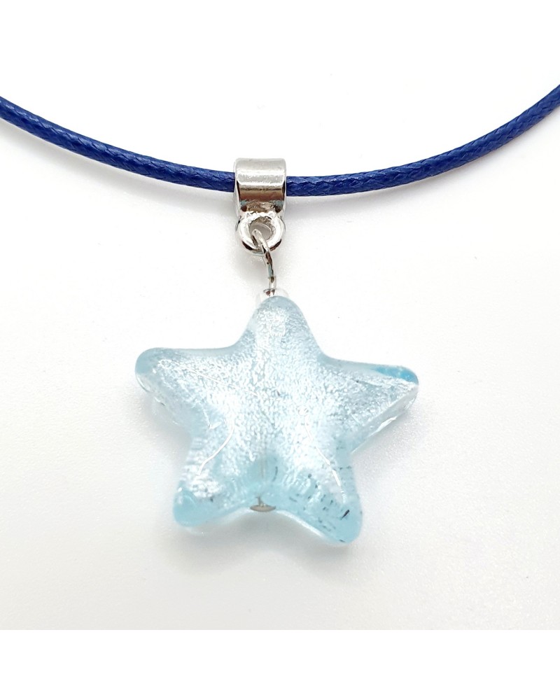 Pendentif étoile en verre de Murano bleu bijoux fantaisies verre de Murano