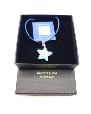 Pendentif étoile en verre de Murano bleu bijoux fantaisies verre de Murano