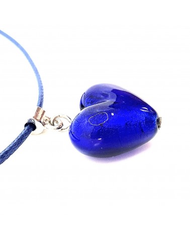 Pendentif coeur en verre de Murano bleu bijoux fantaisies verre de Murano
